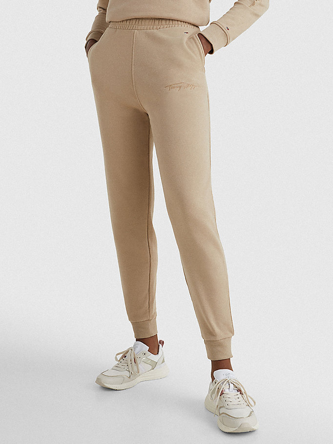 Tommy Hilfiger Fleece Cuffed Leg Joggers Dame Beige | ERXZTD-872