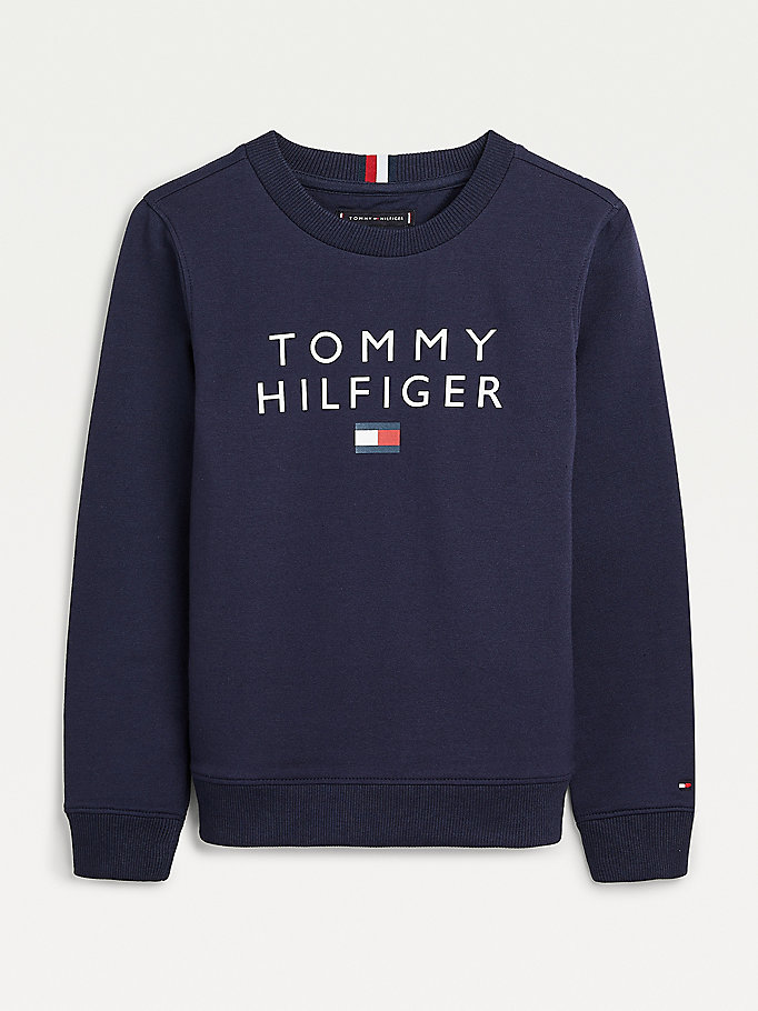 Tommy Hilfiger Front Logo Sweatshirt Gutt Blå | UQWTKD-940