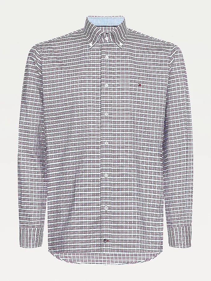 Tommy Hilfiger Gingham Check Organic Oxford Bomull Skjorte Herre Rød | XMURDK-102