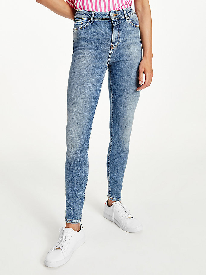 Tommy Hilfiger Harlem High Rise Super Skinny Jeans Dame Blå | DIEJYT-842