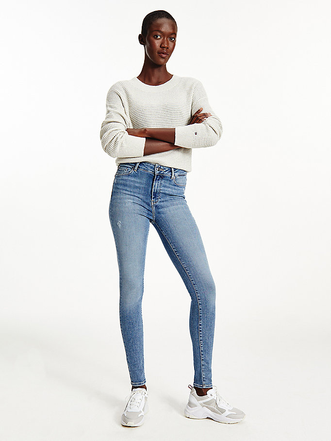 Tommy Hilfiger Harlem High Rise Super Skinny Jeans Dame Blå | FIKBCU-804