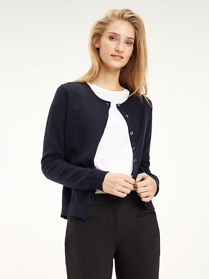 Tommy Hilfiger Heritage Button-Up Gensere Dame Blå | OEKYRF-470