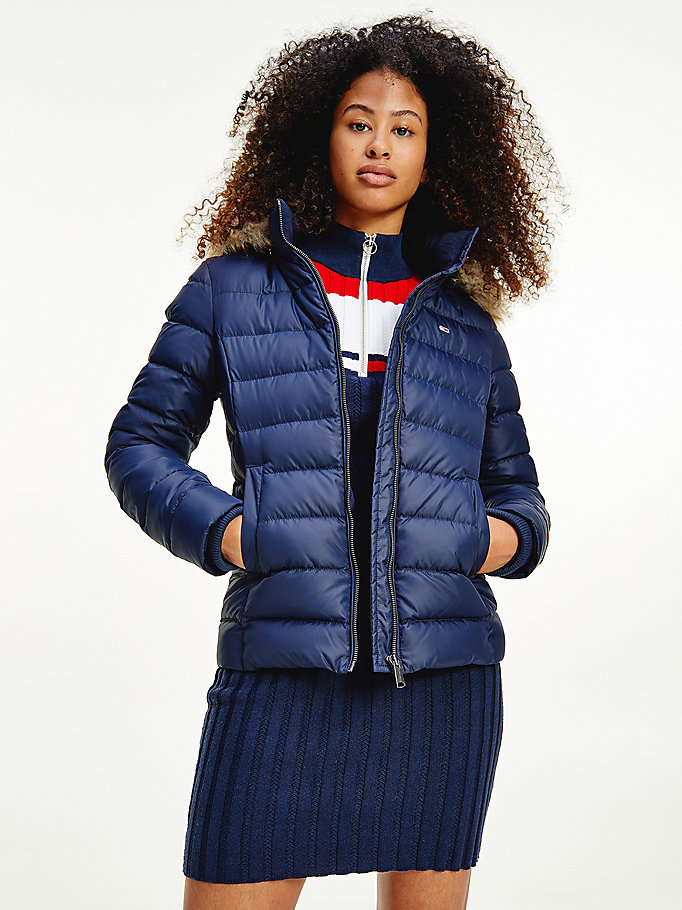 Tommy Hilfiger Hette Down Frakker Dame Blå | GDAQFZ-590