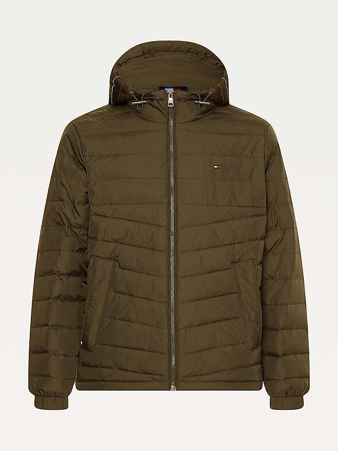 Tommy Hilfiger Hette Tape Puffer Jakke Herre Khaki | KCHAFB-563