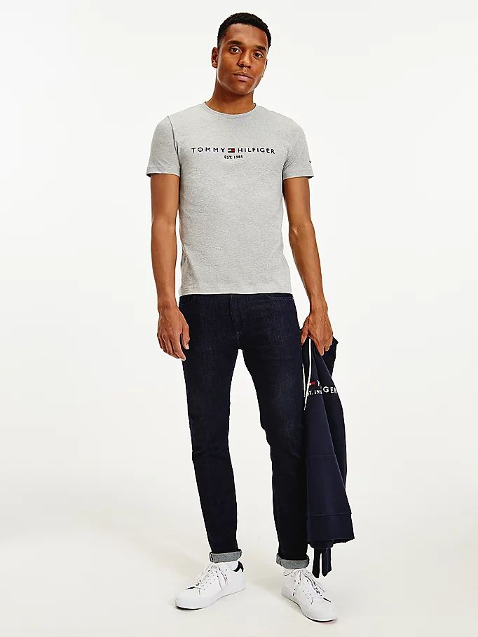 Tommy Hilfiger Hilfiger Logo T-skjorte Herre Grå | XSBKOV-469