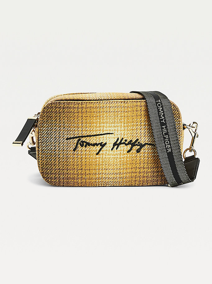 Tommy Hilfiger Iconic Check Crossbody Veske Dame Gul | QUMHTW-361