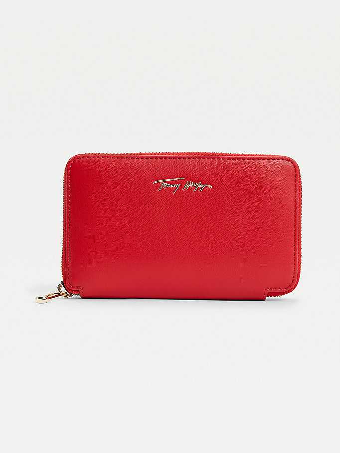 Tommy Hilfiger Iconic Signature Zip-Around Lommebok Dame Rød | NIYZKR-359