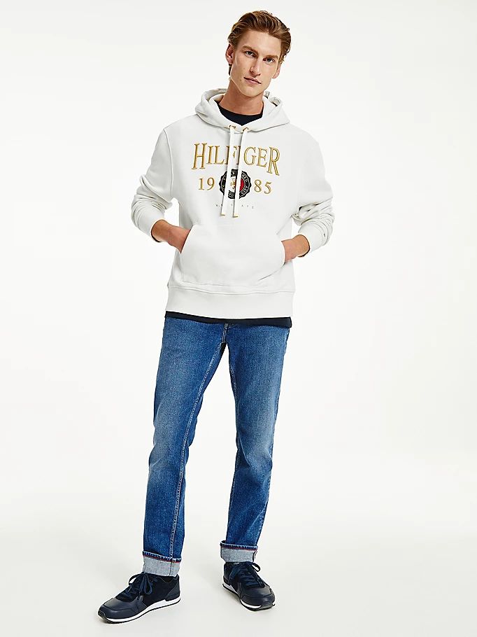 Tommy Hilfiger Icons Logo Embroidery Relaxed Fit Hettegensere Herre Hvite | FWAOIS-952