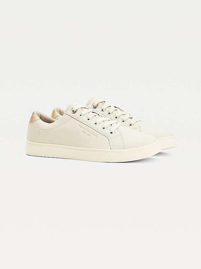 Tommy Hilfiger Icons Lær Cupsole Joggesko Dame Beige | IXCQZA-134