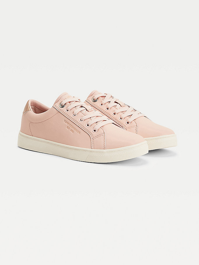 Tommy Hilfiger Icons Lær Cupsole Joggesko Dame Rosa | KPDHSE-672