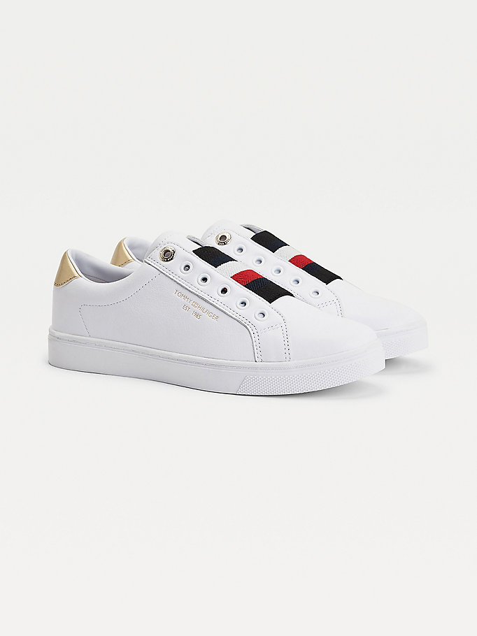 Tommy Hilfiger Icons Slip-On Lær Cupsole Joggesko Dame Hvite | EXTMGF-281