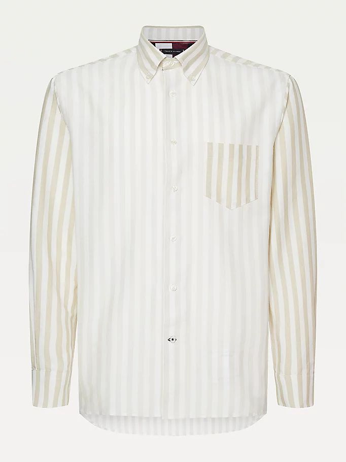 Tommy Hilfiger Icons Stripe Relaxed Fit Bomull Skjorte Herre Beige | GJTPMF-503