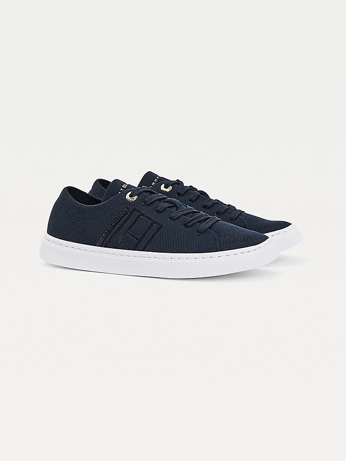 Tommy Hilfiger Knitted Lette Cupsole Joggesko Dame Blå | LEVCSR-158