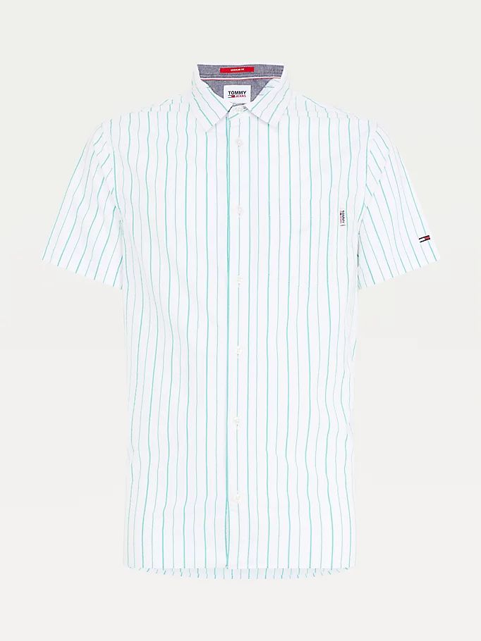 Tommy Hilfiger Kort Sleeve Stripe Seersucker Skjorte Herre Grønn | LJUNTW-953