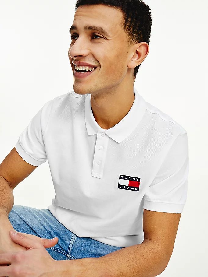 Tommy Hilfiger Lette Badge Regular Fit Polo T Skjorte Herre Hvite | IQOJBC-409