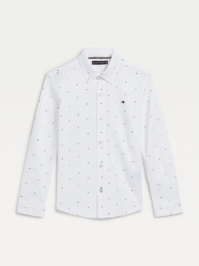 Tommy Hilfiger Letter Print Skjorte Gutt Hvite | PWGAKM-024