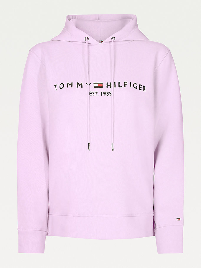 Tommy Hilfiger Logo Drawstring Regular Fit Hettegensere Dame Lilla | TRKQVB-459