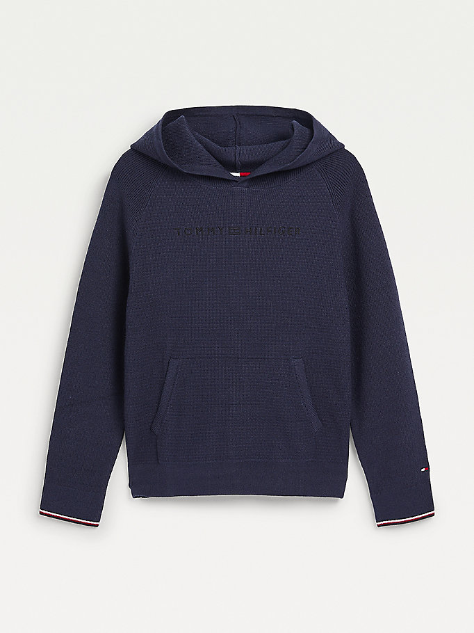 Tommy Hilfiger Logo Embroidery Knitted Hettegensere Gutt Blå | GZEWOT-921