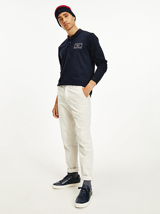 Tommy Hilfiger Logo Long Sleeve Regular Fit Polo T Skjorte Herre Blå | NWCREZ-624