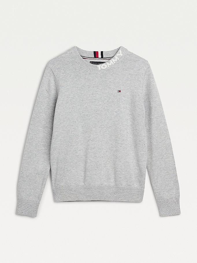 Tommy Hilfiger Logo Neck Jumper Gutt Grå | LNQRHK-205