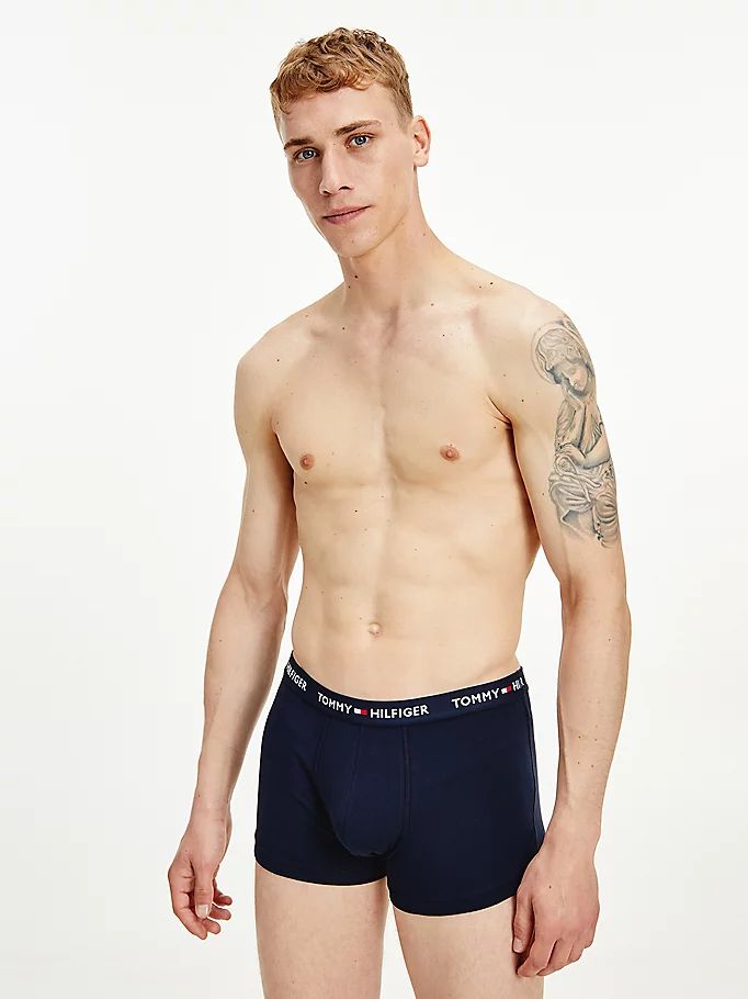 Tommy Hilfiger Logo Organic Bomull Trunks Undertøy Herre Blå | HYRWTM-235