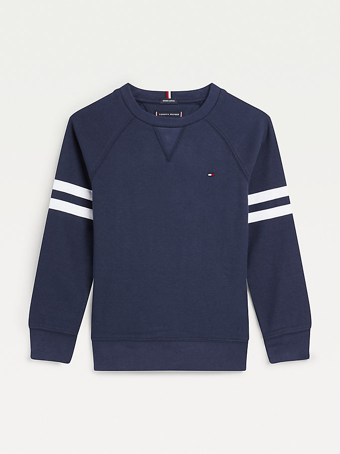 Tommy Hilfiger Long Sleeve Contrast Stripe T-skjorte Gutt Blå | STVZWY-928