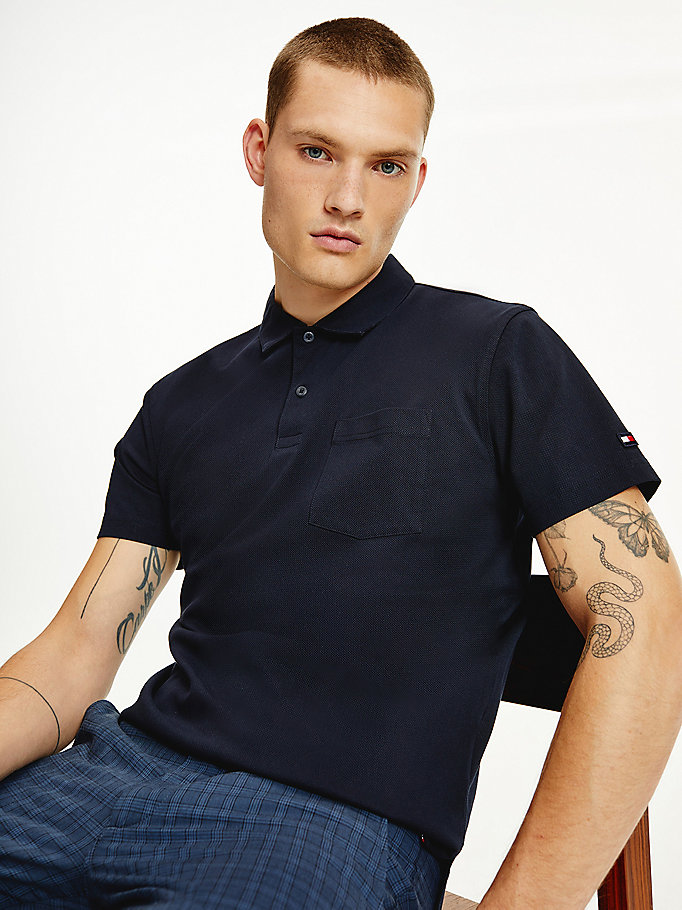 Tommy Hilfiger Luxury Bomull Jacquard Regular Fit Polo T Skjorte Herre Blå | BNJKIQ-597