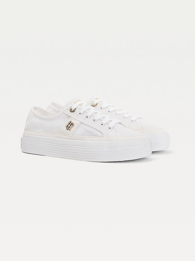 Tommy Hilfiger Mesh Low- Joggesko Dame Hvite | QFJHMV-260