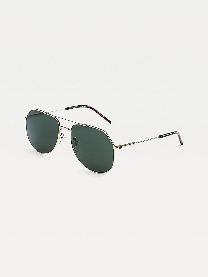 Tommy Hilfiger Metal Aviator Solbriller Herre Gull | GFSXBV-647