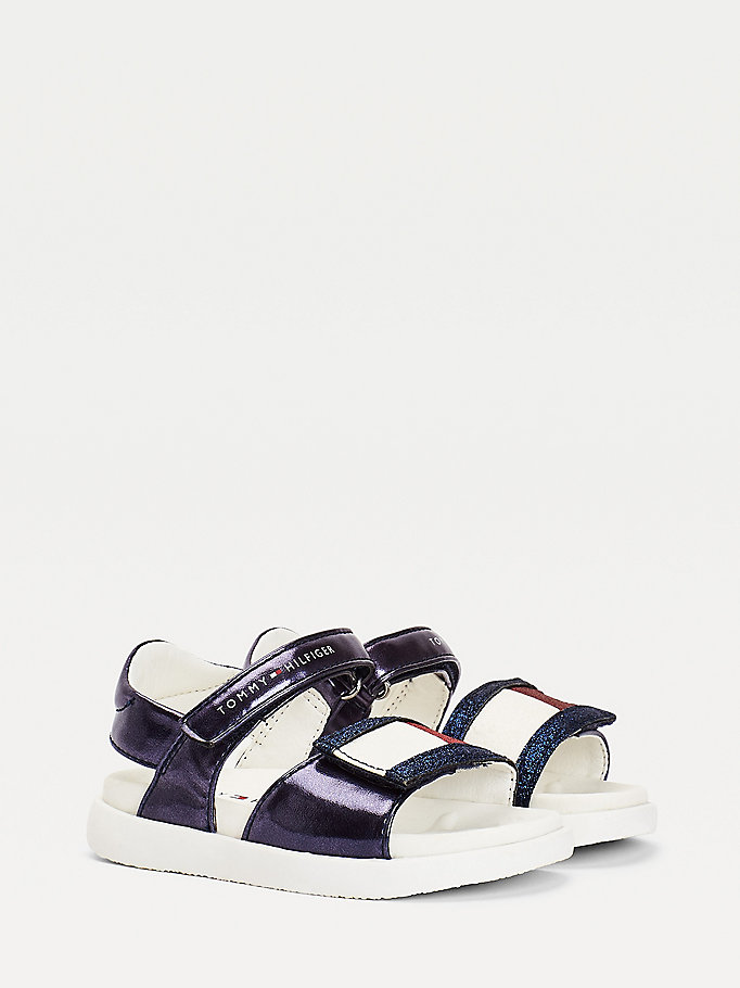 Tommy Hilfiger Metallic Flag Glitter Sandaler Jente Blå | RBYKGA-702