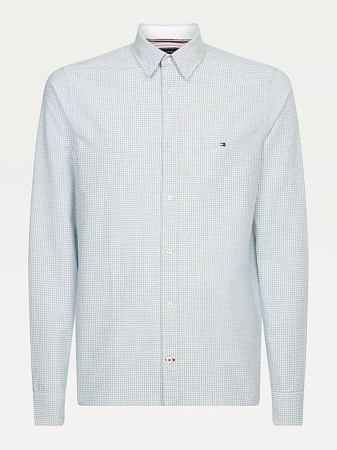 Tommy Hilfiger Micro Check Slim Fit Oxford Skjorte Herre Blå | XDUOZV-863