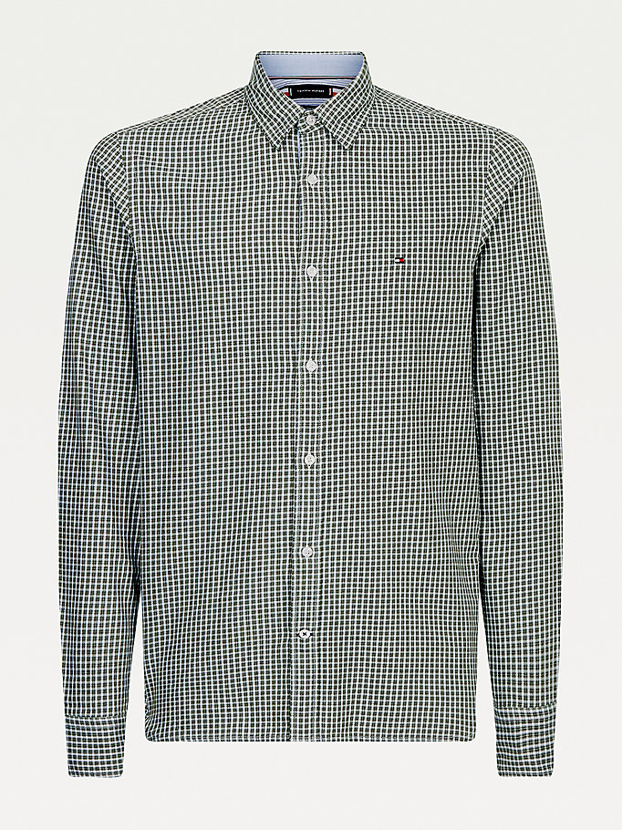 Tommy Hilfiger Micro Check Slim Fit Skjorte Herre Grønn | VHQKEL-589