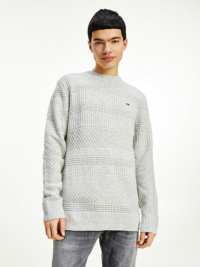 Tommy Hilfiger Mixed Stripe Crew Neck Gensere Herre Grå | EBCOAI-762