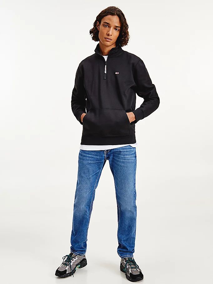 Tommy Hilfiger Mock Half-Zip Sweatshirt Herre Svarte | QLOJBI-358