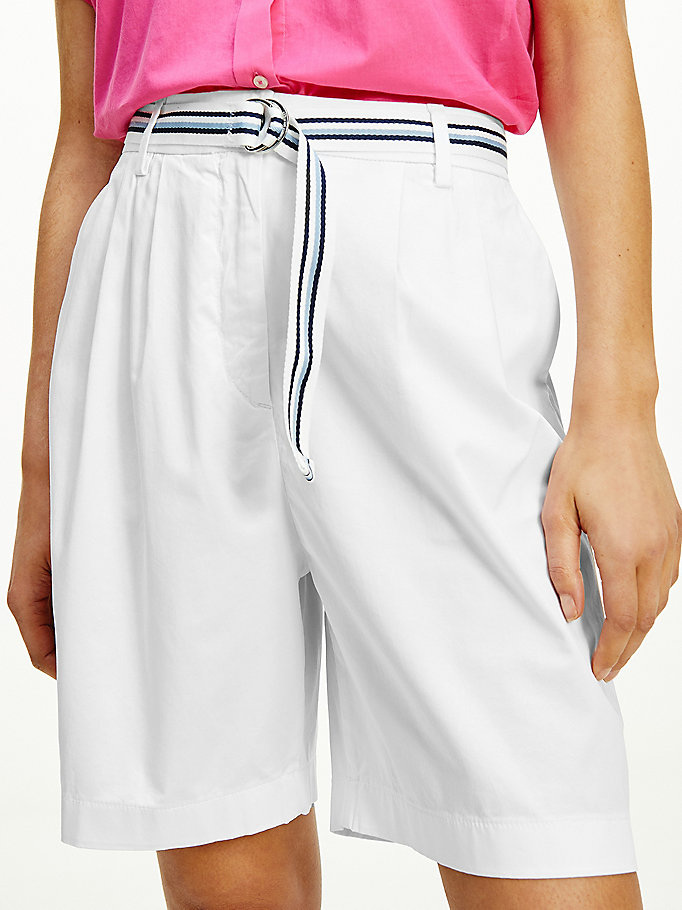 Tommy Hilfiger Modern Bomull Sateen Ed Chino Shorts Dame Hvite | AMOKRH-965