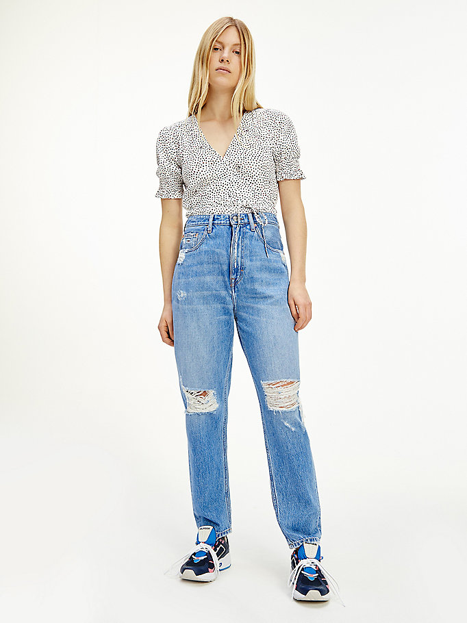 Tommy Hilfiger Mom Ultra High Rise Jeans Dame Blå | EKMTAY-865