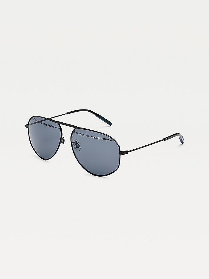 Tommy Hilfiger Mono-Bridge Aviator Solbriller Herre Svarte | DRSCPV-267