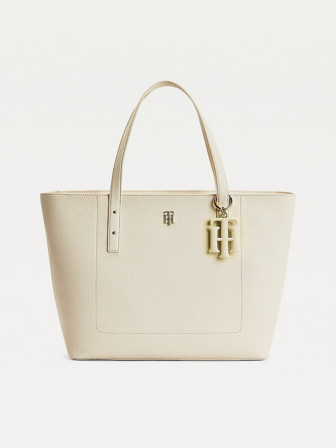 Tommy Hilfiger Monogram Charm Tote Veske Dame Beige | BRSJVM-713