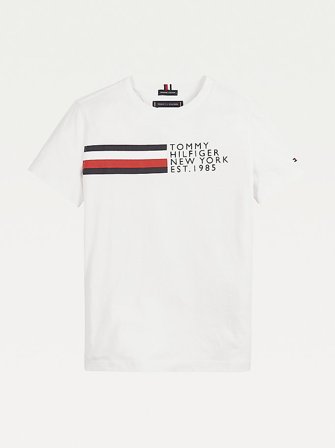 Tommy Hilfiger New York Logo Organic Bomull T-skjorte Gutt Hvite | IMZNGJ-307