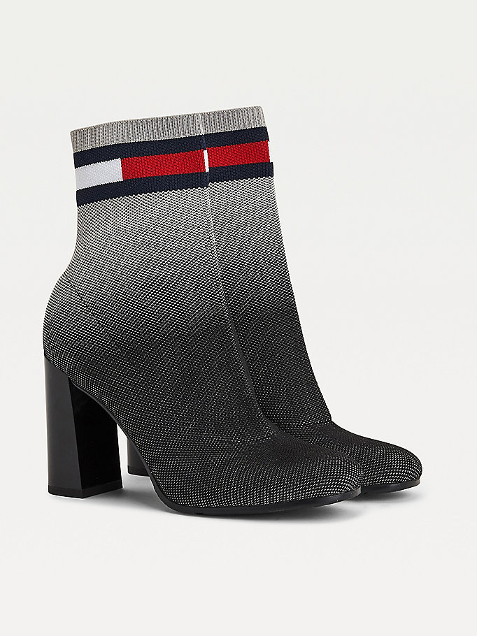 Tommy Hilfiger Ombre Knit High Ankelstøvletter Dame Svarte | OGKFTC-492