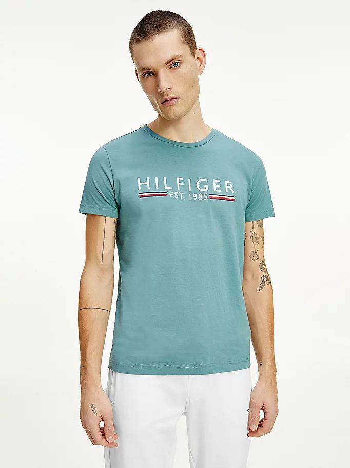 Tommy Hilfiger Organic Bomull 1985 Logo T-skjorte Herre Grønn | YDUGSO-310