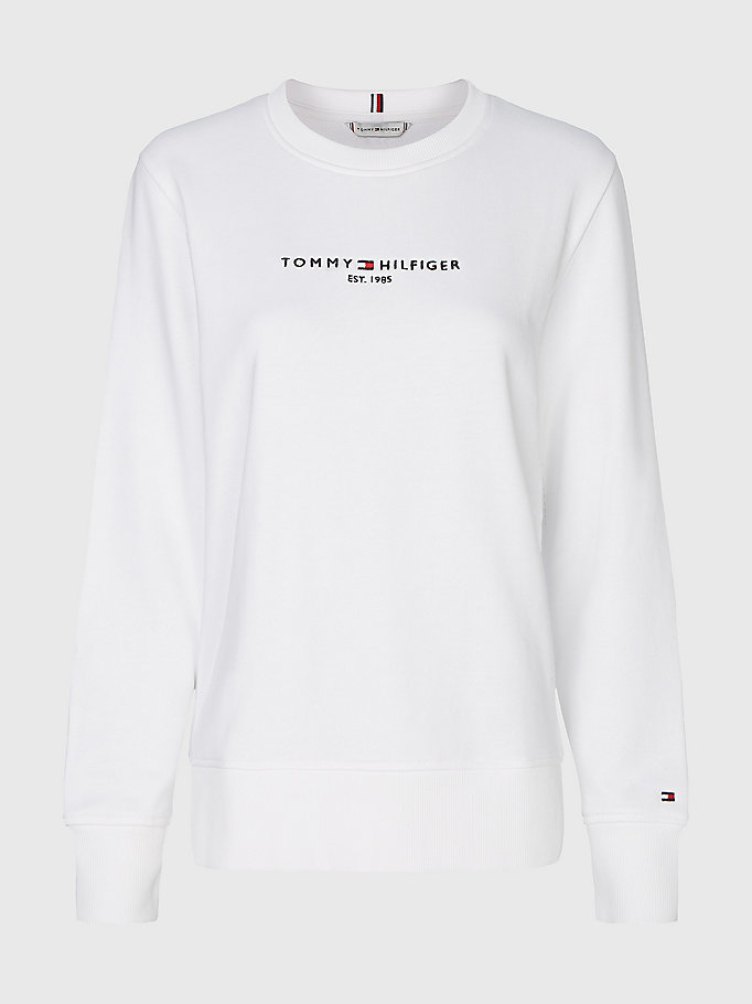 Tommy Hilfiger Organic Bomull Crew Neck Sweatshirt Dame Hvite | MSIPTW-869