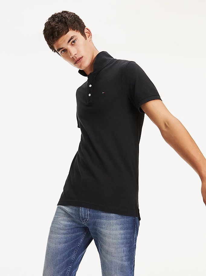 Tommy Hilfiger Organic Bomull Fine Pique Slim Polo T Skjorte Herre Svarte | KRSODG-857