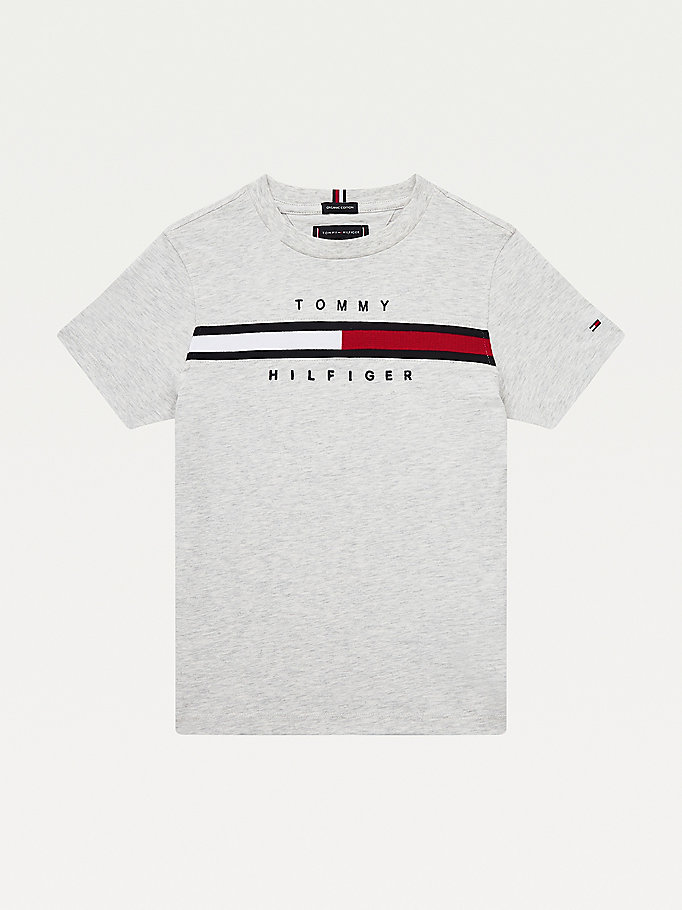 Tommy Hilfiger Organic Bomull Flag Panel T-skjorte Gutt Grå | IWUBXJ-310