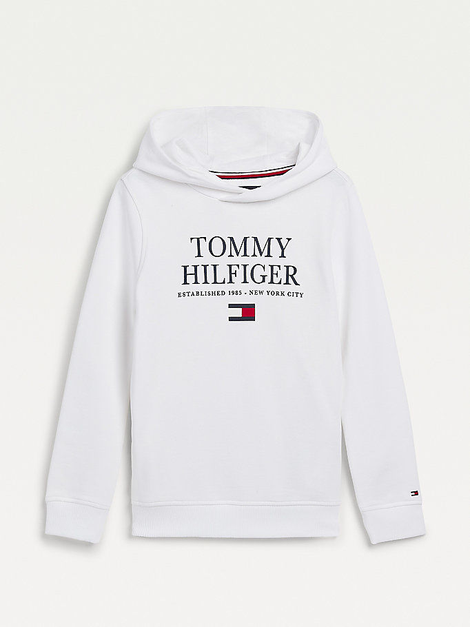 Tommy Hilfiger Organic Bomull Logo Hettegensere Gutt Hvite | QRZINB-023