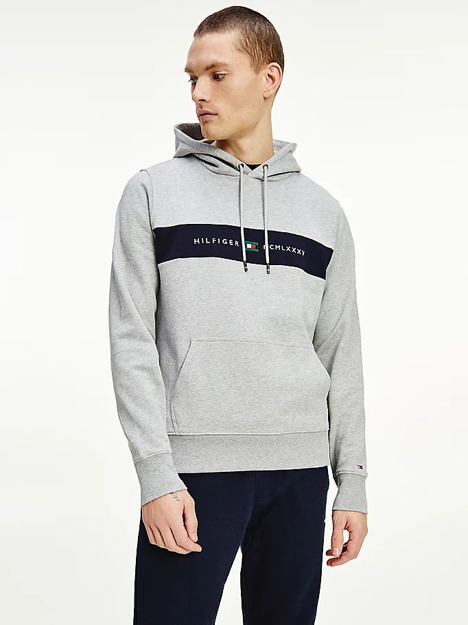 Tommy Hilfiger Organic Bomull Logo Panel Hettegensere Herre Grå | MQSOVE-283