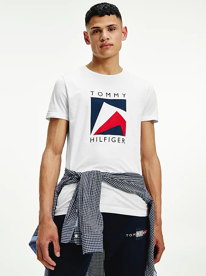 Tommy Hilfiger Organic Bomull Logo T-skjorte Herre Hvite | NXEVUQ-296