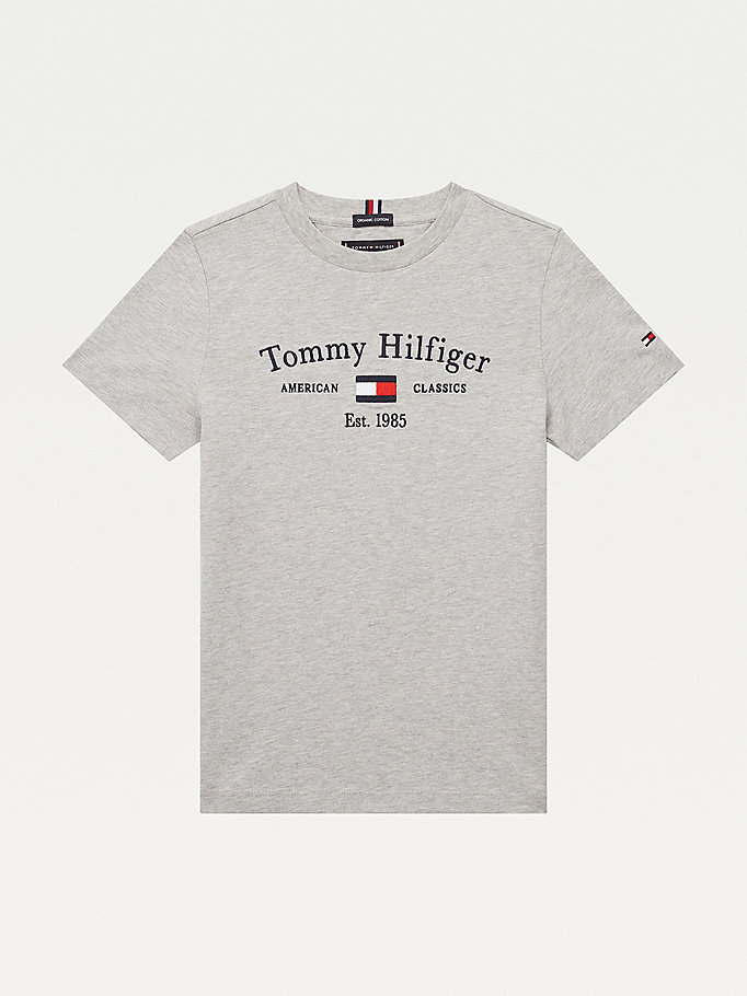 Tommy Hilfiger Organic Bomull Logo T-skjorte Gutt Grå | ZKLYTU-539