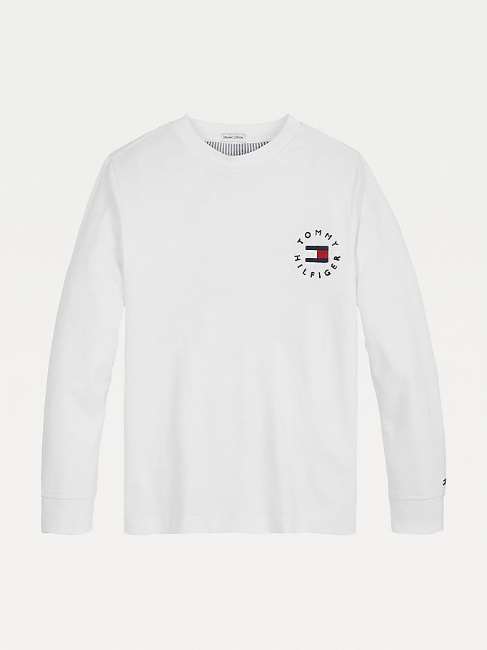 Tommy Hilfiger Organic Bomull Long Sleeve T-skjorte Gutt Hvite | EUMABK-509