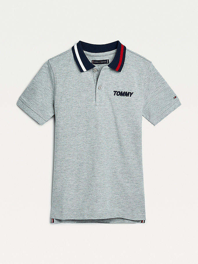 Tommy Hilfiger Organic Bomull Polo T Skjorte Gutt Grå | CJVKUQ-509